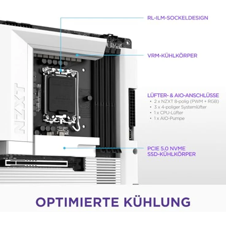 NZXT N7 Z890, Mainboard für Intel Core Ultra-Prozessoren, ATX, mit Thunderbolt 4, DDR5 und PCIe 5.0 Unterstützung – Bild 3