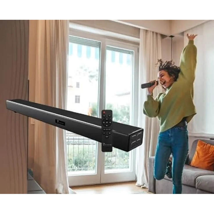 Techmade Kabellose TV-Soundbar mit LED, 2-in-1 Integrierter Subwoofer (120 W), Schwarz – Bild 4
