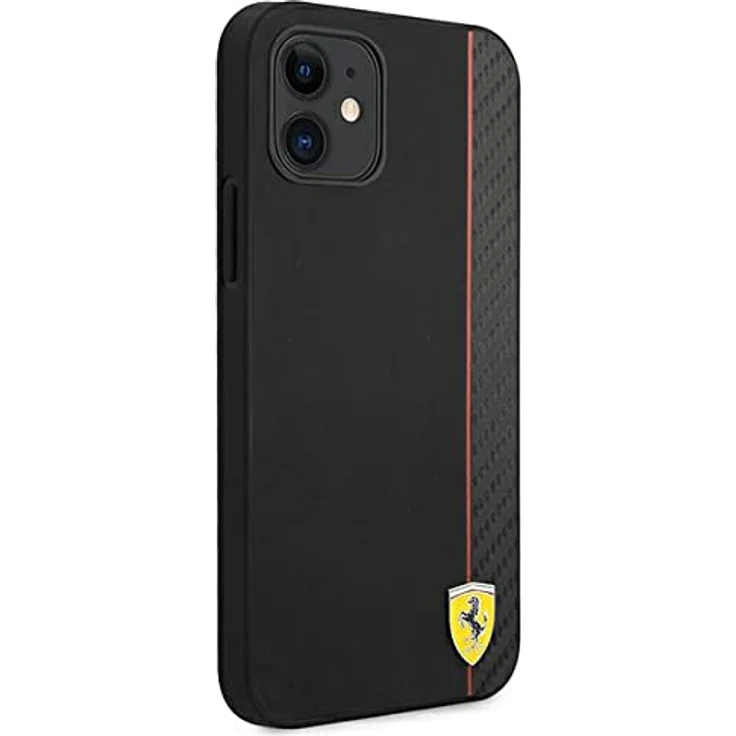 Ferrari On Track Carbon Stripe Hülle für iPhone 12 mini - Schwarz, langlebig mit carbon-texturiertem Design und Ferrari-Logo – Bild 4