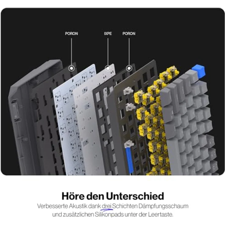 ENDORFY Thock V2 75% Wireless DE, QWERTZ, Yellow switches by Gateron, Aluminiumoberteil, Hot-Swap, Lautstärkeregler, Programmierbare Makros – Bild 4