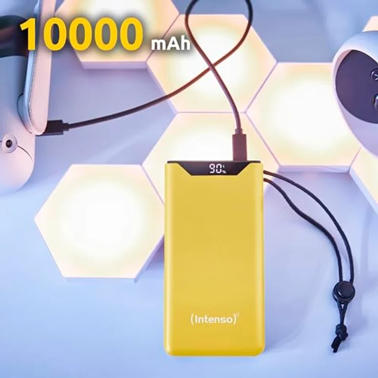 Intenso Powerbank F10000, externer Akku mit PD (20W) & QC (18W), USB-C und USB-A Anschluss, 10000mAh, Gelb – Bild 2