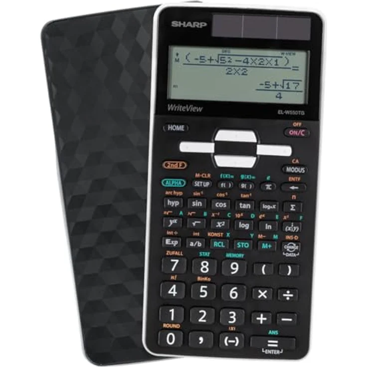 SHARP EL-W550TG Wissenschaftlicher Schulrechner, Solar-/Batteriebetrieb, WriteView, 258 Funktionen, Schwarz – Bild 2