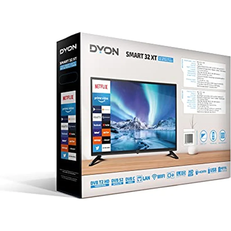DYON Smart 32 XT 80 cm (32 Zoll) Fernseher (HD Smart TV, HD Triple Tuner (DVB-C/-S2/-T2), Prime Video, Netflix & HbbTV) [Modelljahr 2022], Schwarz – Bild 4