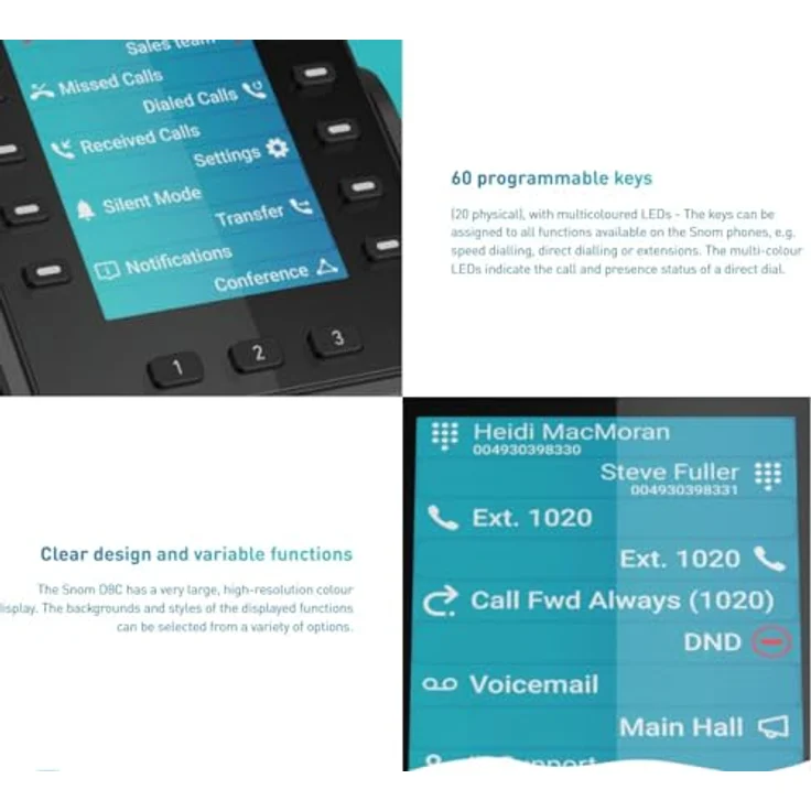 Snom D8C Erweiterungsmodul USB für D865, D862 und D815W, 17,2 cm TFT-Farbdisplay, 60 programmierbare Tasten, schwarz – Bild 7