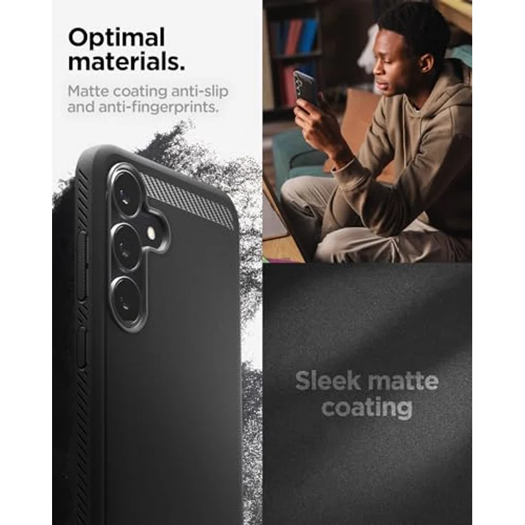 Spigen Rugged Armor Hülle für Samsung Galaxy S25 FE - Fallschutz in Militärqualität, Matte Black – Bild 5