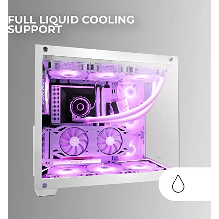 Mars Gaming MCV4 Weiß, Custom XXL E-ATX Gaming Tower, Rahmenloses Front und Seitenfenster Gehärtetem Glas, Modularer Doppelkammerrahmen – Bild 4