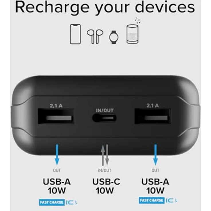 SBS Powerbank mit Solarpanel, 20000 mAh, 10W USB-Ports, Schwarz – Bild 3