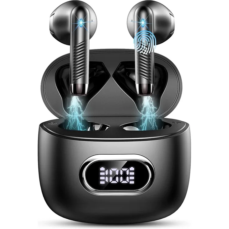 Drsaec Kabellose Bluetooth 5.3 In-Ear Kopfhörer, CVC 8.0 Noise Cancelling, 42h Akku, LED Display, IP7 wasserdicht, USB-C Schnellladung