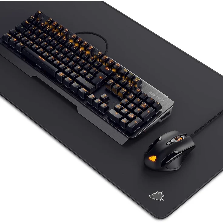 Titanwolf Gaming-Set ALUMAR + SPECIALIST + XXL Mauspad - Mechanisches Keyboard, Mouse & Mousepad, RGB LED-Beleuchtung, 5 frei einstellbare Leuchtprofile, 7 DPI-Stufen, Fein gewebte Stoffoberfläche, schwarz