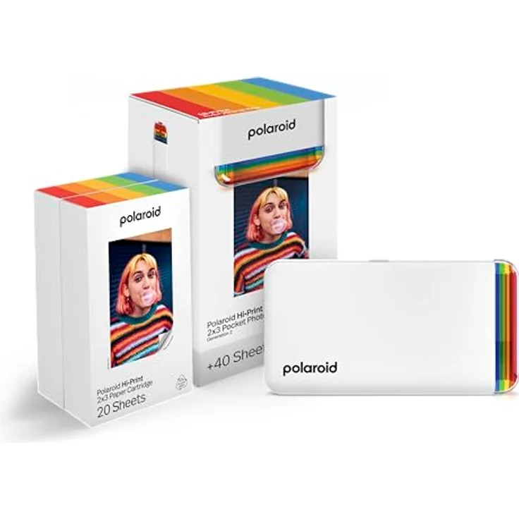 Polaroid Hi-Print+Paper Bundle, Bluetooth-Fotodrucker, 2nd Generation, Weiß – Bild 1