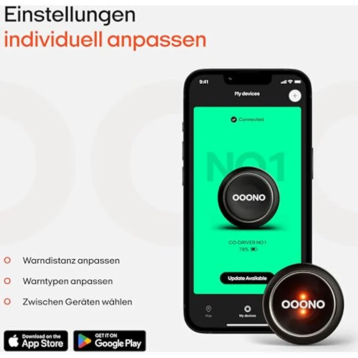ooono Blitzerwarner CO-DRIVER NO1 Verkehrsalarm, Bluetooth, mit App, Echtzeitwarnung – Bild 4