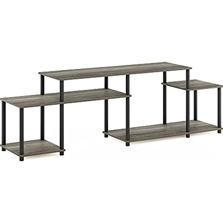 Furinno Tube Turn-N Ständer, TV-Einheit für Fernseher, Technisches Holz, Französische Eiche/Grau, 183.4(W) x 58(H) x 39.6(D) cm