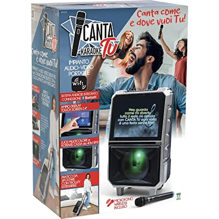 Giochi Preziosi HY-2110, Kabelloses Karaoke-System mit 40 W RMS, 14,1" LED-Display, Schwarz/Grau, MicroSD-Unterstützung und integriertem Disco Licht – Bild 15