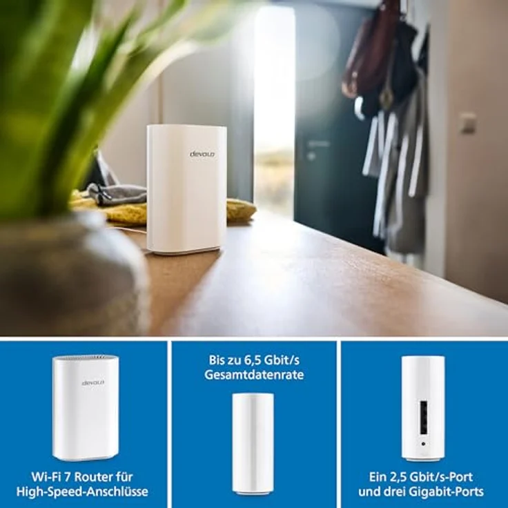 devolo WiFi 7 BE6500 Router, WLAN-Router für Glasfaser und Kabel, bis zu 6.500 Mbit/s, 2,5 Gbit/s LAN, weiß – Bild 2
