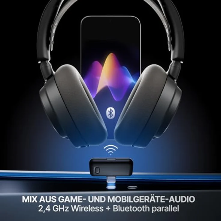 SteelSeries Arctis Nova 7P Wireless Gen 2, Gaming-Headset mit Echtzeit-App-Steuerung, über 50 Std. Akkulaufzeit, 2,4 GHz/Bluetooth, PC, PS5, PS4, Switch 1/2, Mobilgeräte – Bild 4