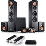 Teufel Ultima 40 Surround Wireless 5.1 Set - Heimkino-Set mit Kabellose Rear Speakers, Mächtiger Subwoofer, Höhe Sprachverständlichkeit, Bassreflex, 3-Wege-System - schwarz