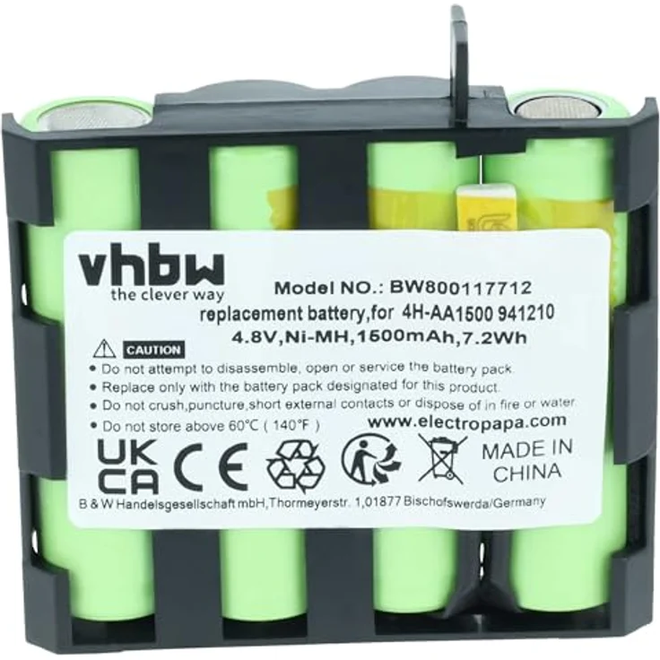 vhbw Akku passend für Compex Muskelstimulator Geräte - Ersetzt Compex 4H-AA1500, 4H-AA2000, 941210, 941213 - (NiMH, 1500mAh, 4.8V) - Accu, Ersatzakku – Bild 4