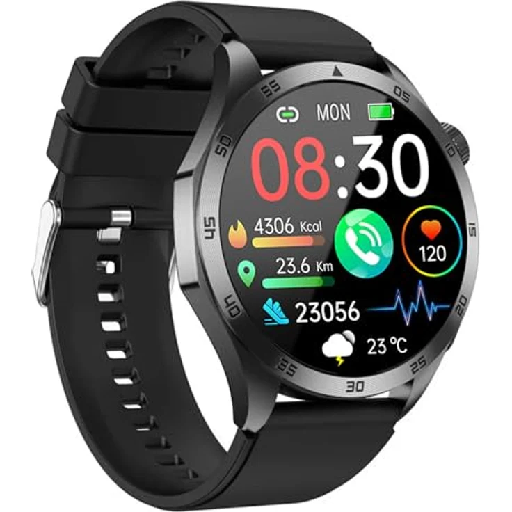 Knauermann PRO 3 Fan Edition, Gesundheitsuhr Smartwatch mit EKG Plus, HRV, SOS-Funktion, Bluetooth, Schlafapnoe, Schwarz – Bild 3