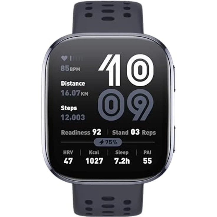 Amazfit Bip 6 Smart Watch 46mm, 14 Tage Akku, 1.97“ AMOLED, GPS & kostenloses Kartenmaterial, AI, Bluetooth Anruf Textfunktion, Gesundheits, Fitness Schlaf-Tracker, 140+ Trainingsmodi, 5 ATM, Schwarz – Bild 2