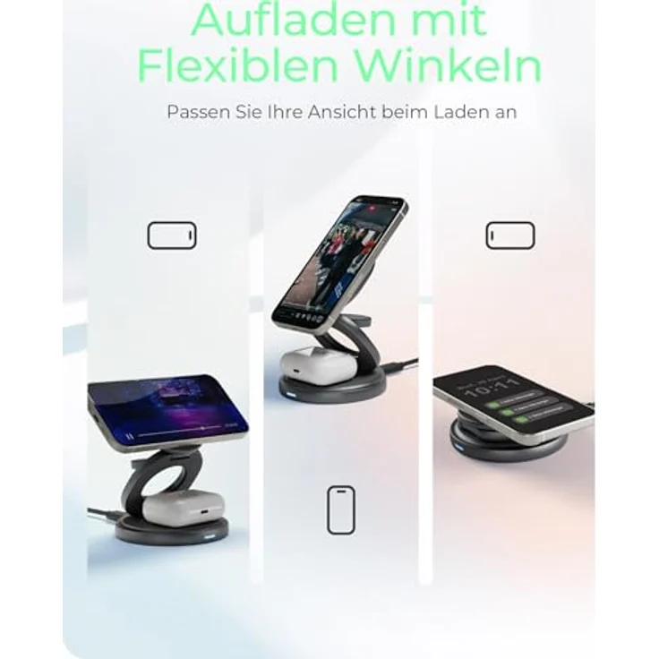 ICY BOX 3-in-1 Kabellose Ladestation mit magnetischer Präzisionsladung für Smartphones – Bild 5