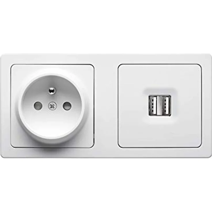 Debflex 746823 PC-Blok 2P + T 16 A + Dual USB 2,1 A Stecker weiß – Bild 2