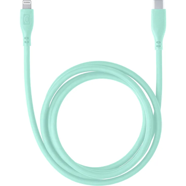 Cellularline Soft Lade- und Datenkabel 120cm, USB Type-C auf Apple Lightning, grün, 20W, unverhedderbar