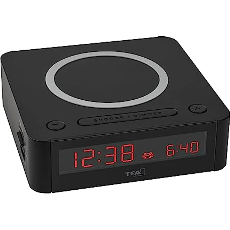 TFA Dostmann Wecker digital Easy-Charge Wireless, 60.2030.01, mit kabelloser Ladestation, Farbdisplay, Alarm mit 2 Lautstärken, Snooze-Funktion, schwarz – Bild 5
