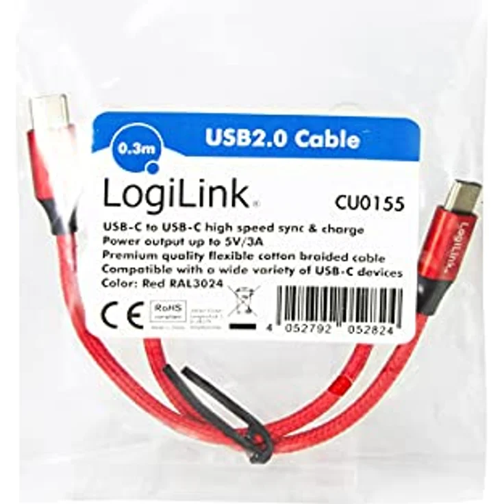 USB 2.0 Anschlusskabel, USB (Typ C) zu USB (Typ C) rot, 0,3m – Bild 8