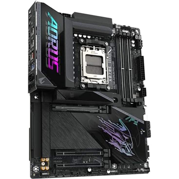 Gigabyte X870E AORUS PRO X3D Mainboard - Unterstützung für AMD Ryzen 9000 CPUs, 18+2+2 Phasen VRM, bis zu 9000MHz DDR5, 2xPCIe 5.0, Wi-Fi 7, 5GbE LAN, schwarz – Bild 3