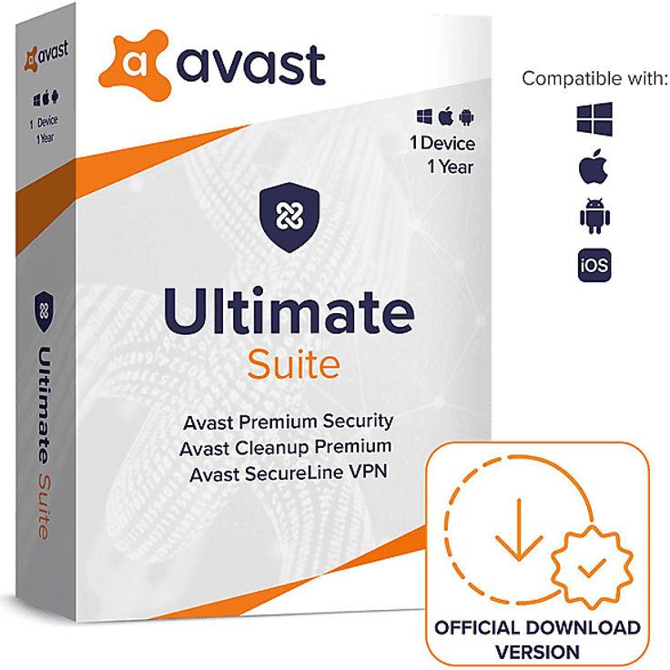 AVG Avast Ultimate, Virenschutzprogramm mit IS, VPN und Cleanup, 1 Jahr, für PC/MAC, 1-Gerät Lizenz