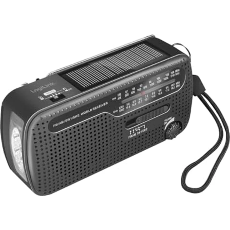 LogiLink Notfallradio 4-in-1, AM/FM, Handkurbel, Solarpanel, Powerbank-Funktion, LED-Taschenlampe, 1200 mAh Akku – Bild 11