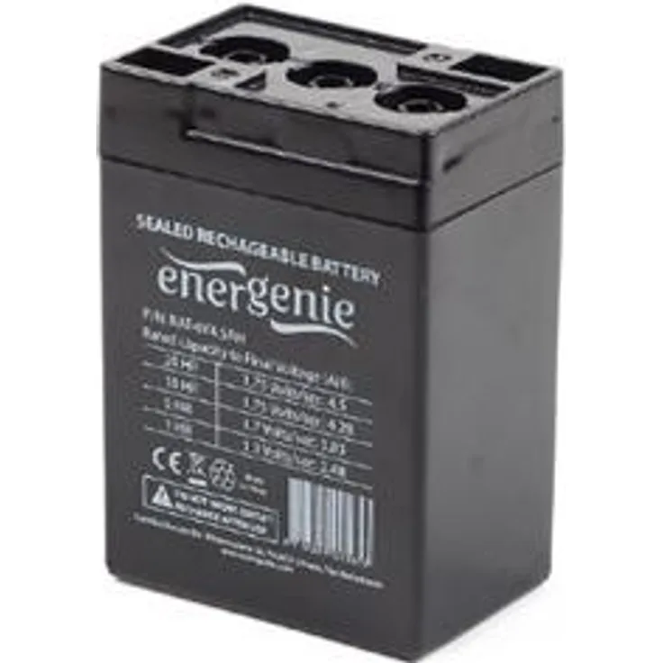 EnerGenie BAT-6V4.5AH, Wiederaufladbarer 6V Akku für USV-Systeme, Schwarz, 4,5 Ah