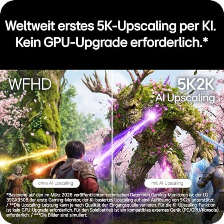 LG Ultragear™ 39GX950B-B, 39 Zoll 21:9 Curved 5K2K OLED Gaming Monitor, 165Hz/330Hz Dual Mode, AI Upscaling, DisplayHDR True Black 500, AMD FreeSync Premium Pro, USB-C (90W), Schwarz – Bild 4
