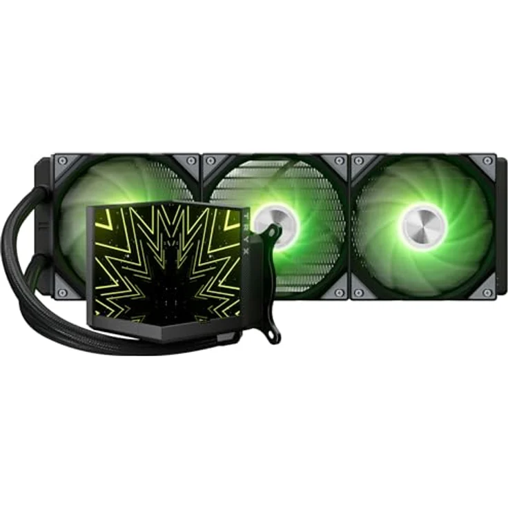 TRYX STAGE ARGB 360 AIO Wasserkühlung Schwarz | Hochleistungs-CPU-Kühler mit zwei 4,0-Zoll-IPS-Displays, 360-mm-Radiator und drei 120-mm-ARGB-Lüftern für leise Kühlung – Bild 2