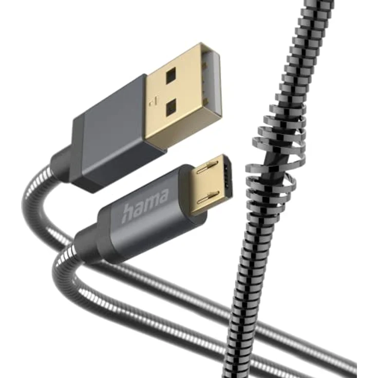 Hama Micro-USB Metall Kabel (Aluminiumstecker, Knickschutz, elegante Metallummantelung, 1,5 m) anthrazit – Bild 1