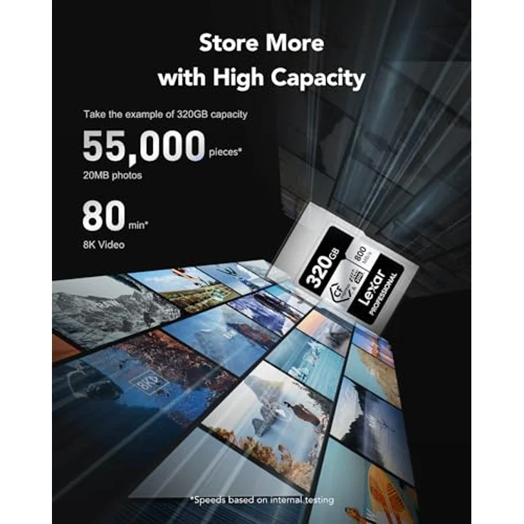 Lexar Professional SILVER Series CFexpress Typ A Karte 320GB, CFe Karte bis zu 800 MB/s Lesen, VPG200, 8K Video, kompatibel mit Sony Alpha/Sony FX Kameras – Bild 5