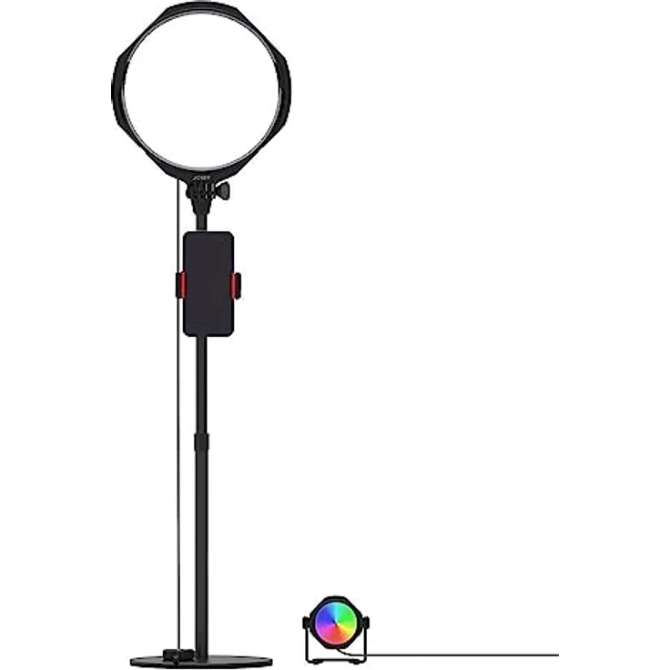 JOBY Beamo Studio-Deluxe-Beleuchtungsset, Studioleuchte für Video, Set für Content Creator, Soft-Key-Licht mit Fernbedienung, Hintergrundlicht mit 12 Farben, GorillaPod Flexibler Arm