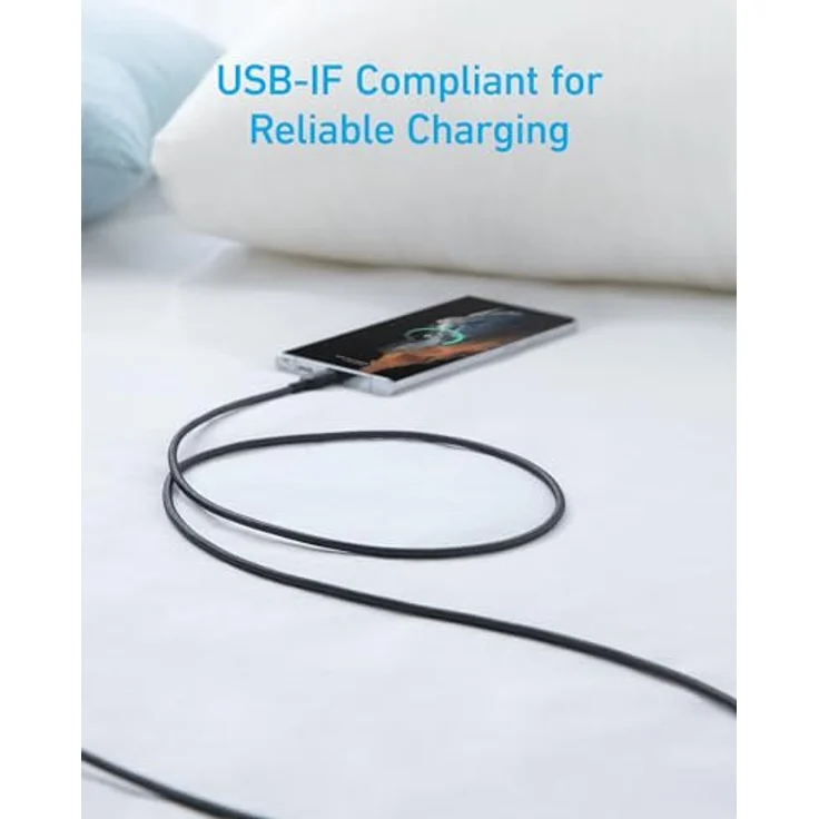 Anker 322 USB-A auf USB-C Kabel (1,8 m geflochten) - Schwarz, Hervorragende Haltbarkeit und High-Speed-Ladefunktion – Bild 5