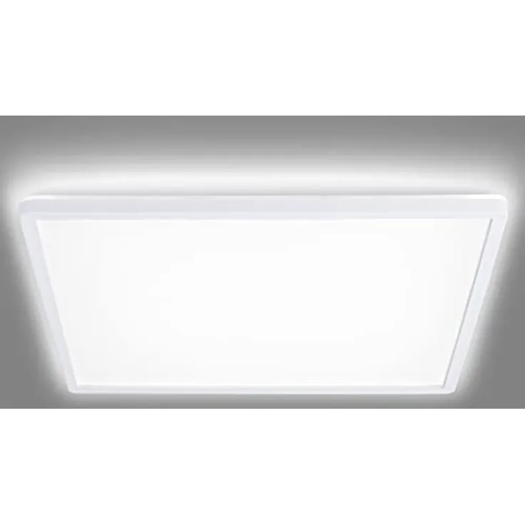 Navaris LED Deckenleuchte mit Hintergrundbeleuchtung - dimmbar - 22 Watt - 42 x 42 x 2,8cm - 4000K - Ultra flach quadratisch - Kunststoff, Neutralweiß