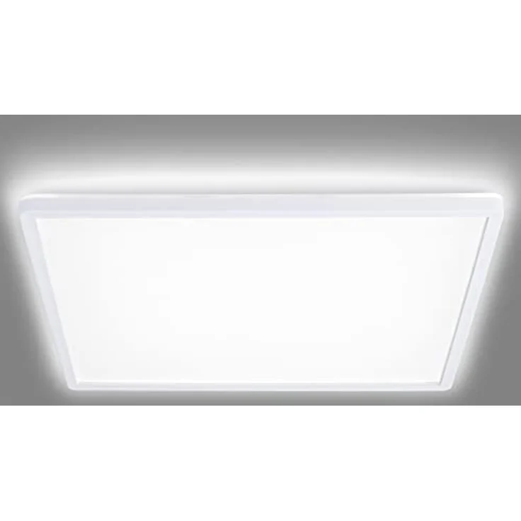 Navaris LED Deckenleuchte mit Hintergrundbeleuchtung - dimmbar - 22 Watt - 42 x 42 x 2,8cm - 4000K - Ultra flach quadratisch - Kunststoff, Neutralweiß – Bild 1