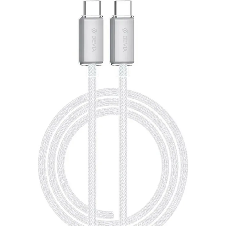 Devia Extreme Serie EC688, Schnellladekabel USB-C auf USB-C, 60W, 1,5m, weiß, flexible Nylongeflecht-Oberfläche