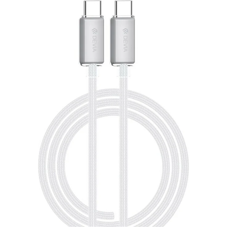 Devia Extreme Serie EC688, Schnellladekabel USB-C auf USB-C, 60W, 1,5m, weiß, flexible Nylongeflecht-Oberfläche