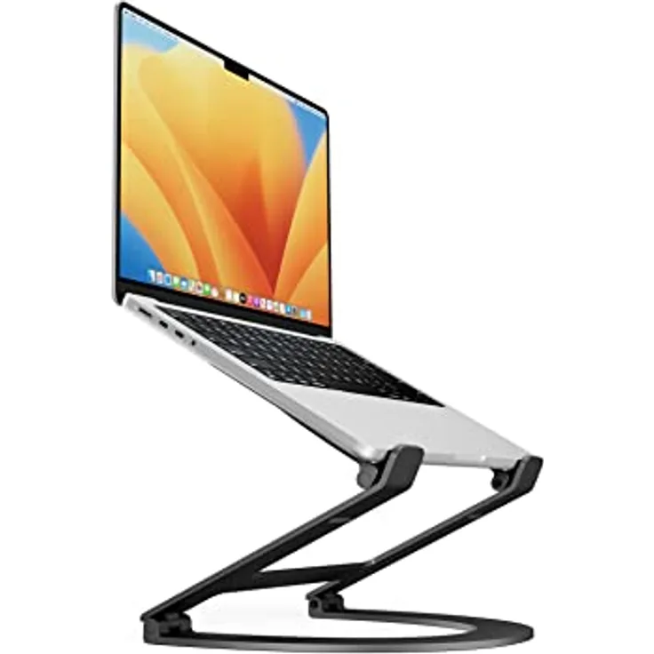 Twelve South Curve Flex | Ergonomischer höhen- und winkelverstellbarer Aluminium-Laptop-/MacBook-Ständer, passend für 10"-17", tragbar - inklusive Transporttasche, Mattschwarz, TS-2201