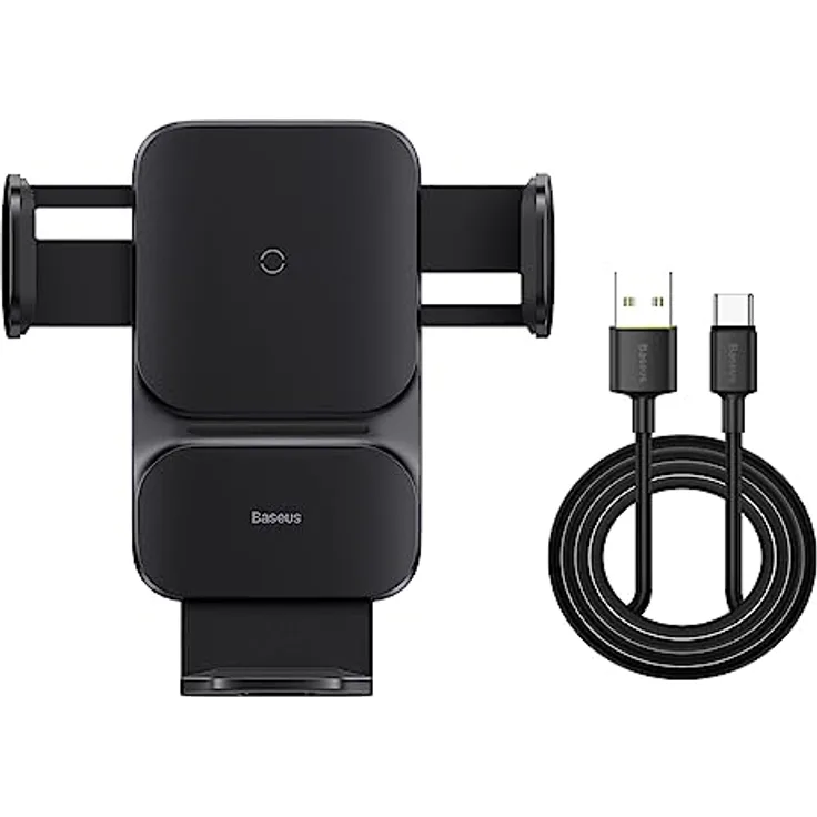 Baseus Wisdom Car Gravity Cockpit Mount, Smartphone Halterung mit induktivem 15W Qi-Ladegerät, Schwarz