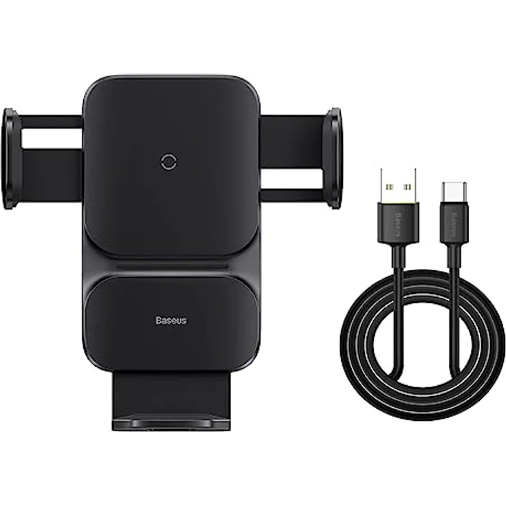 Baseus Wisdom Car Gravity Cockpit Mount, Smartphone Halterung mit induktivem 15W Qi-Ladegerät, Schwarz – Bild 1