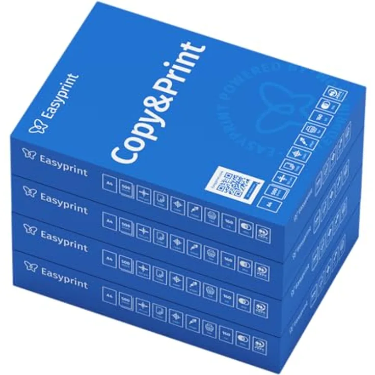 Easyprint Druckerpapier Kopierpapier 2000 Blatt 4 x 500 A4 Premium Hochweiß CIE 160 PEFC Umweltzertifikat