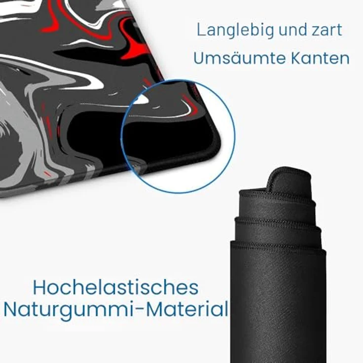 Rcege Großer Gaming-Mauspad mit genähten Kanten, nicht rutschender Unterlage, wasserresistent, Abstract Red, 600L x 300B mm – Bild 5