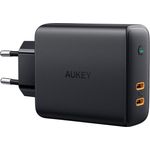 AUKEY PA-D5 GaN-Ladegerät, Schwarz, 63W Power Delivery 3.0, 2xUSB-C, Dynamische Leistungsanpassung