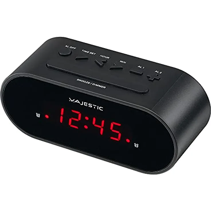 Majestic SVE 235 Digital LED Display Wecker Doppelalarm, Snooze, Schwarz