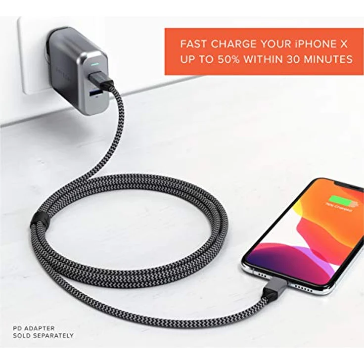 Satechi ST-TCL18M, 1,8 m, Lightning, USB C, Männlich, Männlich, Schwarz, Grau – Bild 7